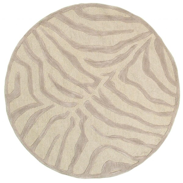 Palacedesigns 8 ft. Round Taupe Zebra Pattern Area Rug - Taupe - 8' PA3101853 - main